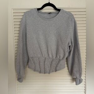 Express Light Gray Sweatshirt with Rhinestone Corset